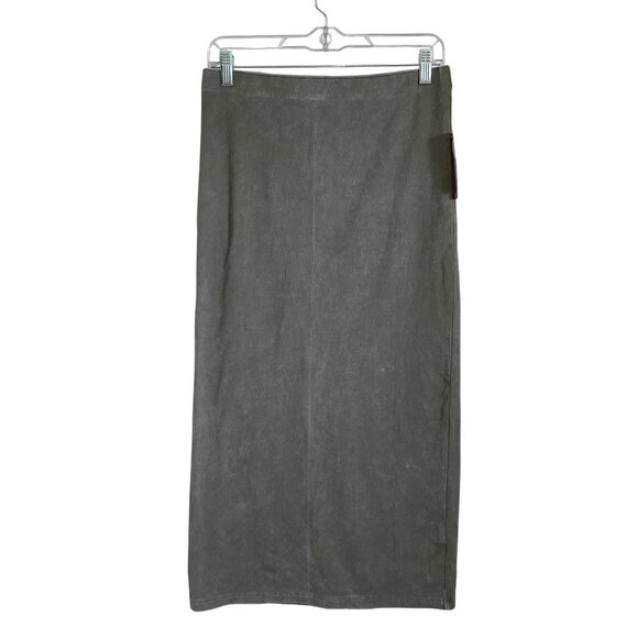 wild fable Dresses & Skirts - Wild Fable Womens Midi Pencil Skirt Stretchy Light Gray Ribbed Knit Size Medium
